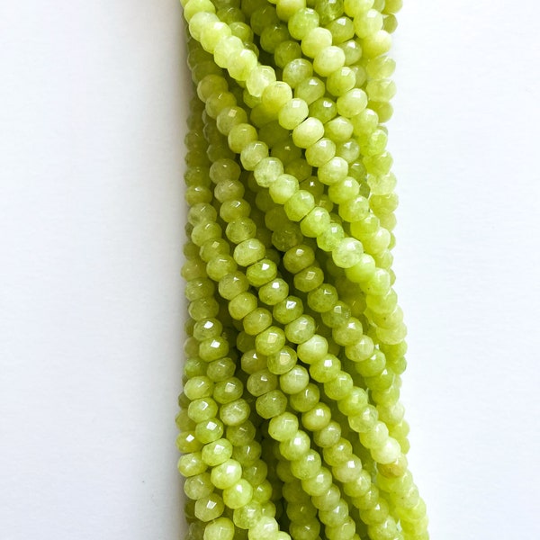 US SELLER ~ Neon Lime Green Faceted Jade Rondelle 8x5mm Colored Jade Full Strand Jade bead,Dyed Jade Beads,Gemstone for Necklace,Bracelet