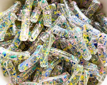 Small Acrylic Splatter Tube Beads, Small Acrylic Beads,Acrylic Tube Beads,Acrylic 8mm x 35mm,Bamboo Beads Bracelet, Resin tube Bead,Graffiti