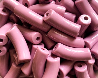 Dusty Rose Pink Acrylic Tube Beads,Big Tubes Acrylic Beads,Tube Beads,Acrylic 12mm x 35mm,Bamboo Beads Bracelet,Resin, Fall Holiday Designs