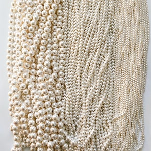 NEW SIZES~ Round shell pearl, Shell Pearl, 3mm, 4mm, 6mm, 8mm, 12mm white loose pearl beads, Grade A high luster pearls, full strand,Holiday