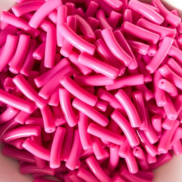 4mm Hot Pink Acrylic Beads, 4mm Acrylic Tube Beads,Mini Bamboo Bracelet Bangle, 5mm Pink Tube Beads,Acrylic Bead, Waterproof, Wholesale