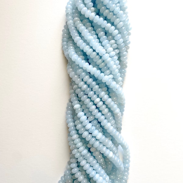 US SELLER~ Aquamarine Color SMOOTH Jade Rondelle 8x5mm Colored Jade Full Strand Jade bead, Dyed Jade Beads,Gemstone Beads, Fall rainbow Bead