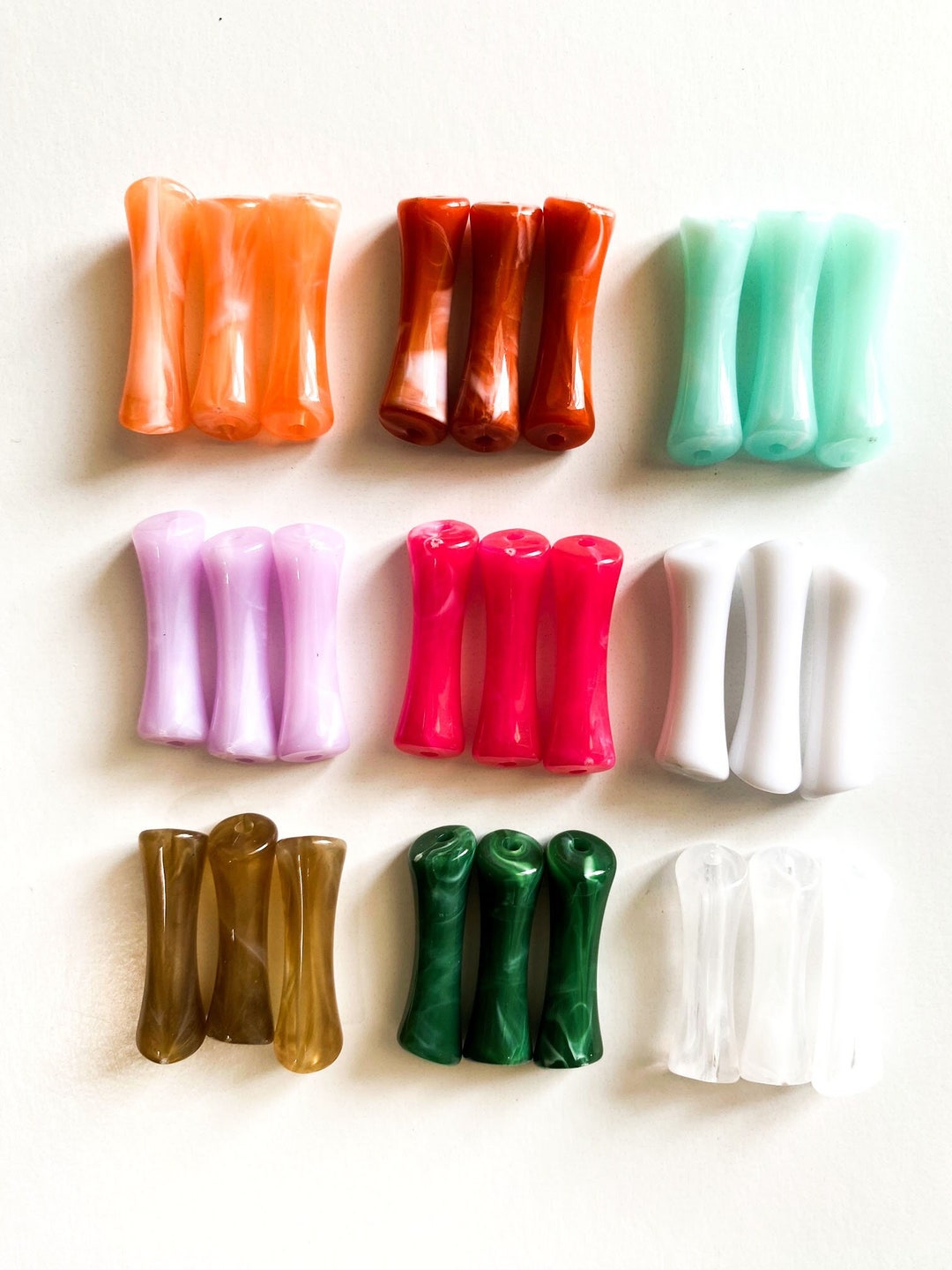 NEW 8mm Acrylic Tube Beads, Marble Acrylic Beads, Acrylic Tube Beads