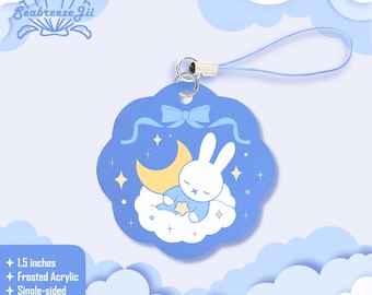 Sleepy Bunny -  1.5 inch Frosted Acrylic Charm