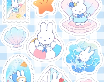 Seaside Bunny- 5x7 Vinyl Sticker Sheet