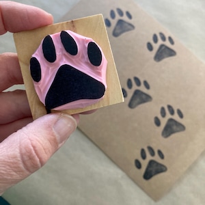 Pfotenabdruck Stempel für Druckgrafik, handgeschnitzter Stempel für Papier, Stoff und mehr