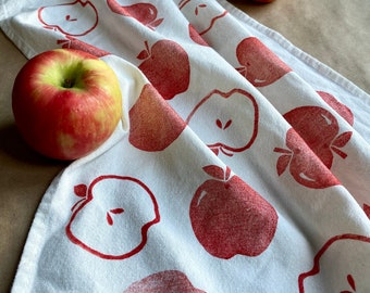 Apple Towel, Blockprint Orchard Hand Towel