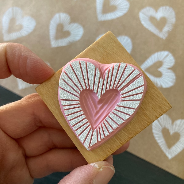 Heart Stamp for Printmaking, Valentine’s Day Stamp for Paper, Fabric and more