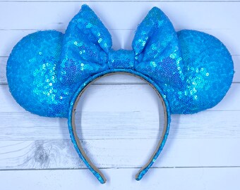 Neon Blue Sequin Mouse Ears