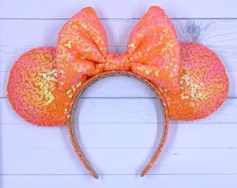 Neon Orange Sequin Mouse Ears