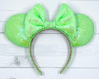 Neon Lime Green Sequin Mouse Ears
