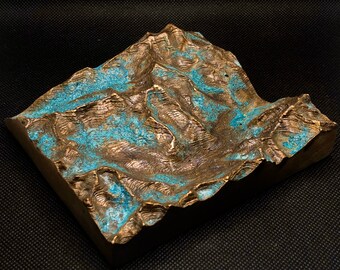Bronze topo relief map of Alta and Snowbird Utah