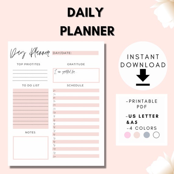 Daily Planner Printable Printable Organizer Instant | Etsy