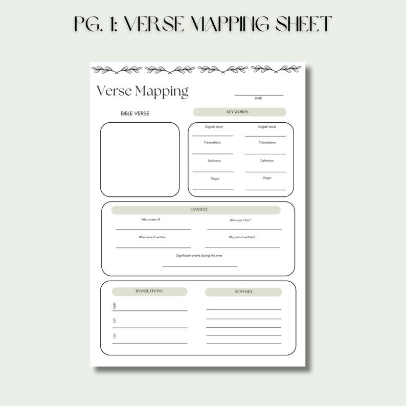 Verse Mapping Color Key Verse Mapping Template |verse Mapping Printable | Bible Study Template ...