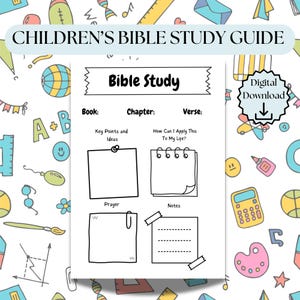 Minimalistisk bibelstudieguide för barn | Bibelstudier för barn | Andakter för barn | Söndagsskola | Utskrivbar bibelstudie | Böneblad