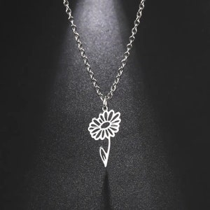 Birth Flower Necklace, Birth Month Flower Jewelry, Bridesmaid Gift, Dainty Necklace, Birthday gift for mom, Flower Pendant, Best friend gift image 9