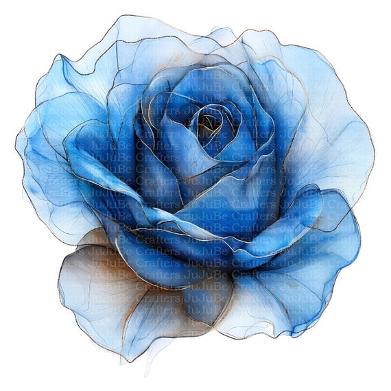 10 Blue Rose Flowers Clipart, Watercolor, Abstract High-Res PNGs, Wedding Invites, Crafts, Gifts, Printable (Digital Download)