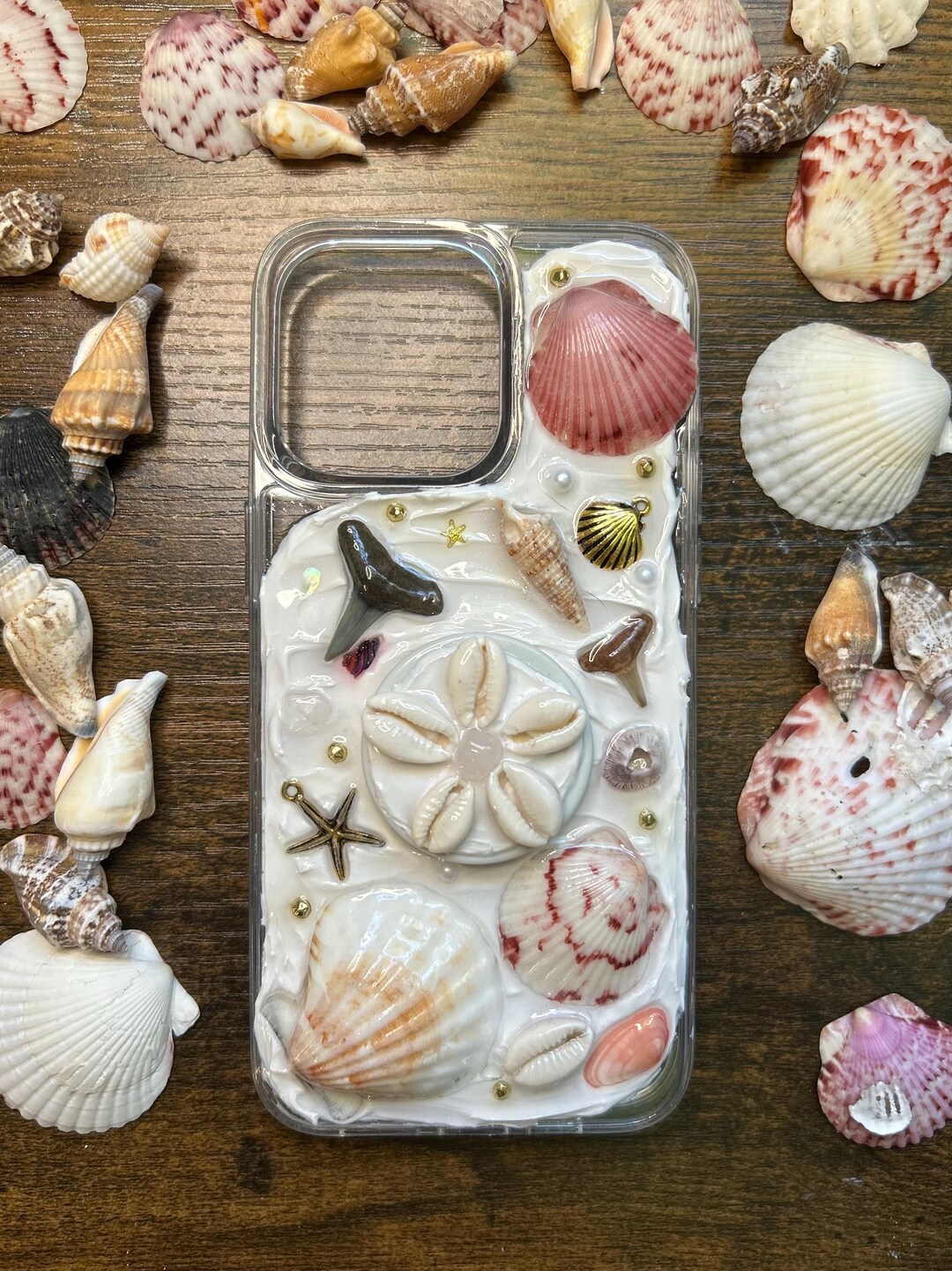 Shell Case With Pop Socket for iPhone L Seashell Phone Case L DIY Phone ...