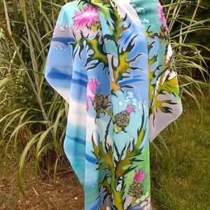 Hand Painted Silk Scarf &quot;Thistle&quot;