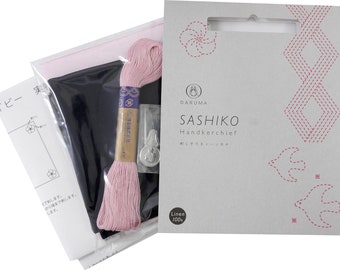 Sale! SASHIKO kit Linen Handkerchief box Daruma