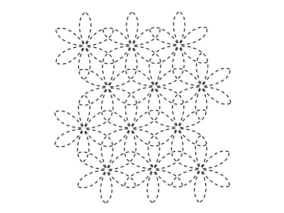 PDF Sashiko flowers 3mm Stitch Data for A4 Instant - Etsy Hong Kong