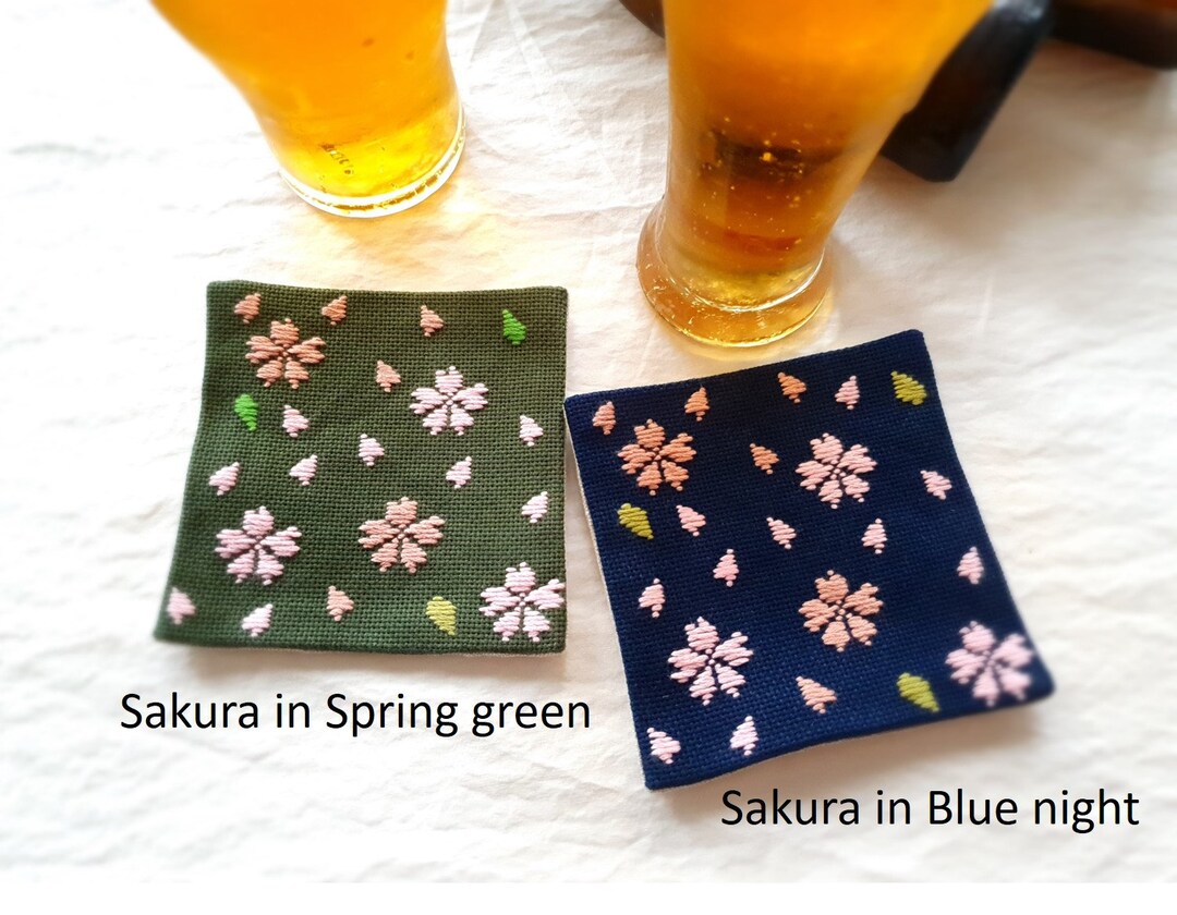 DIY Kogin KIT Japanese Traditional Embroidery Coaster Kit Koginzashi