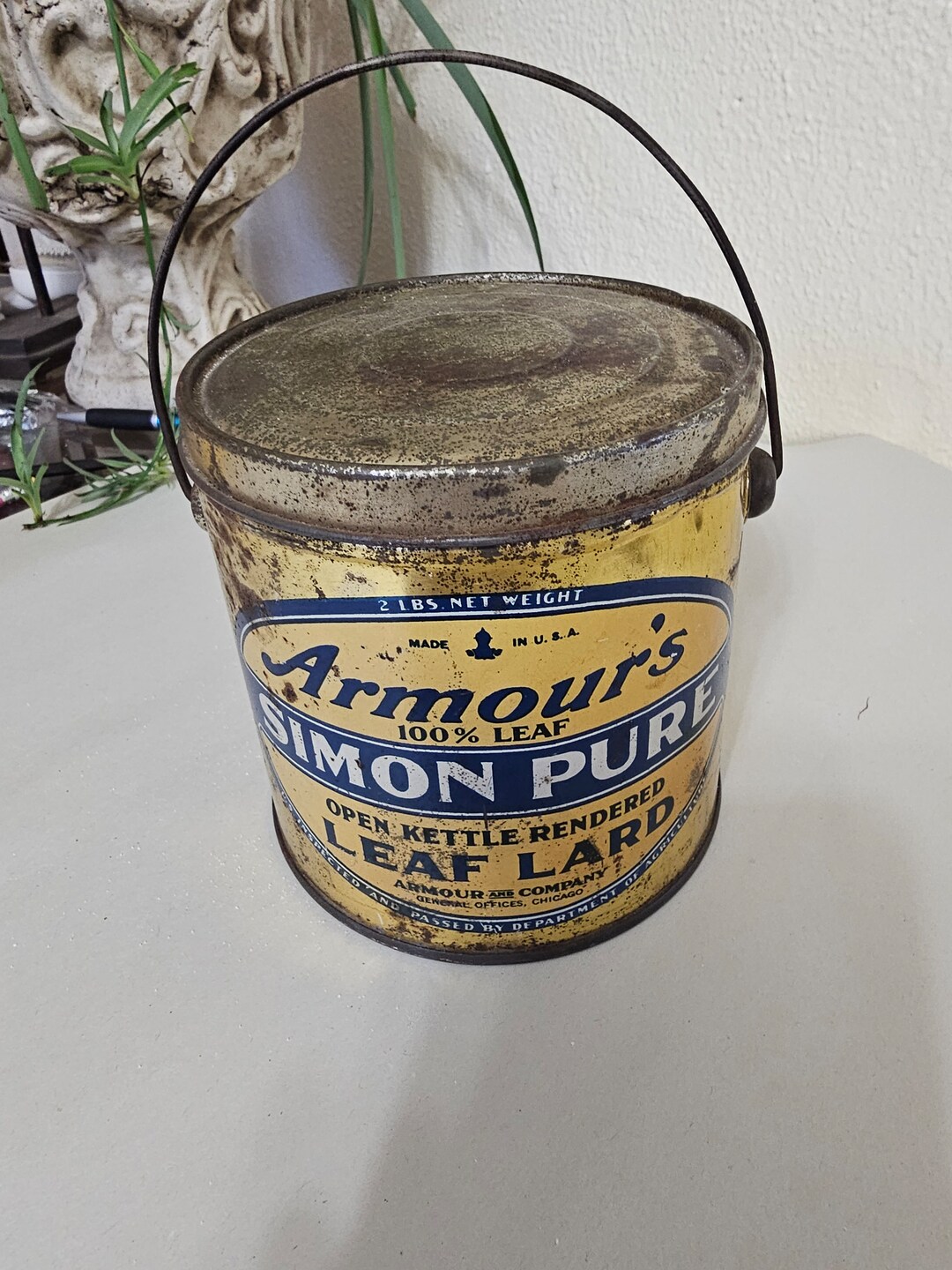 Vintage Armour Lard Can 2lbs Etsy