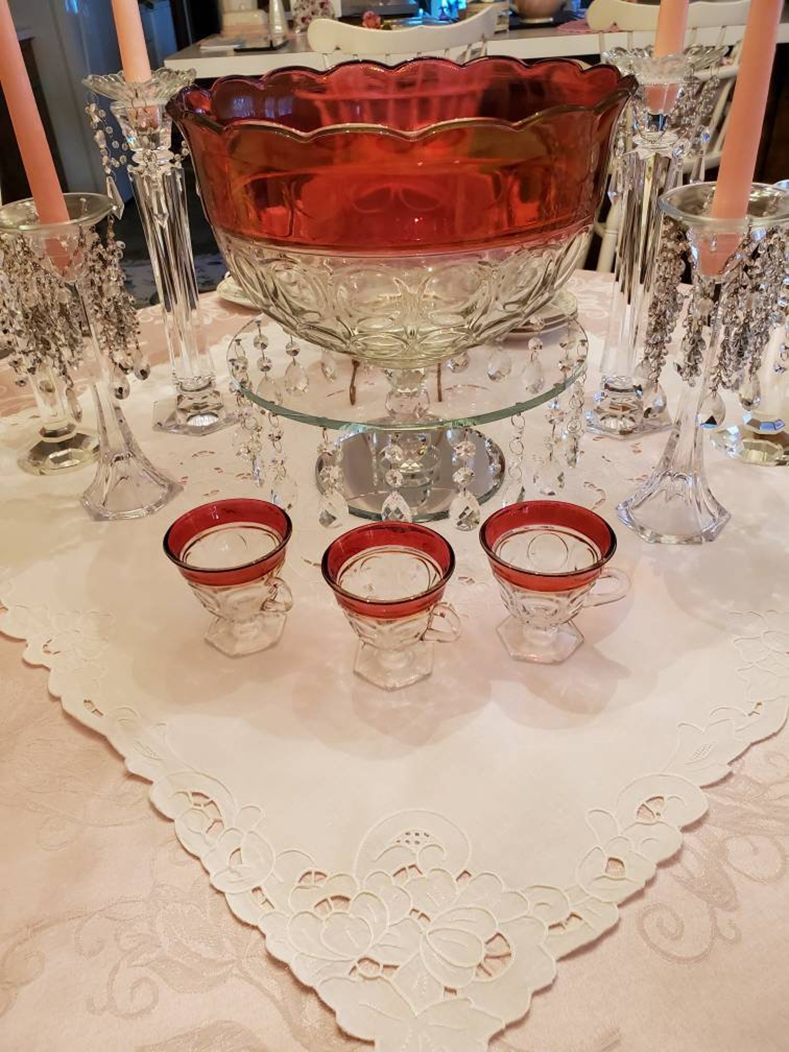 Beautiful Indiana Glass Punch Bowl Etsy