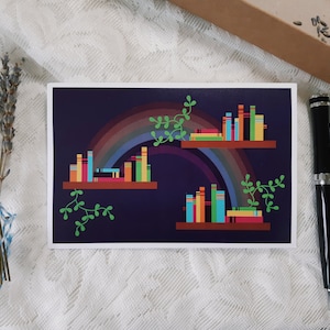 Cartolina bianca libreria in fiore