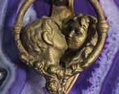 Vintage Art Deco Cast Iron Kissing Couple Lovers Door Knocker