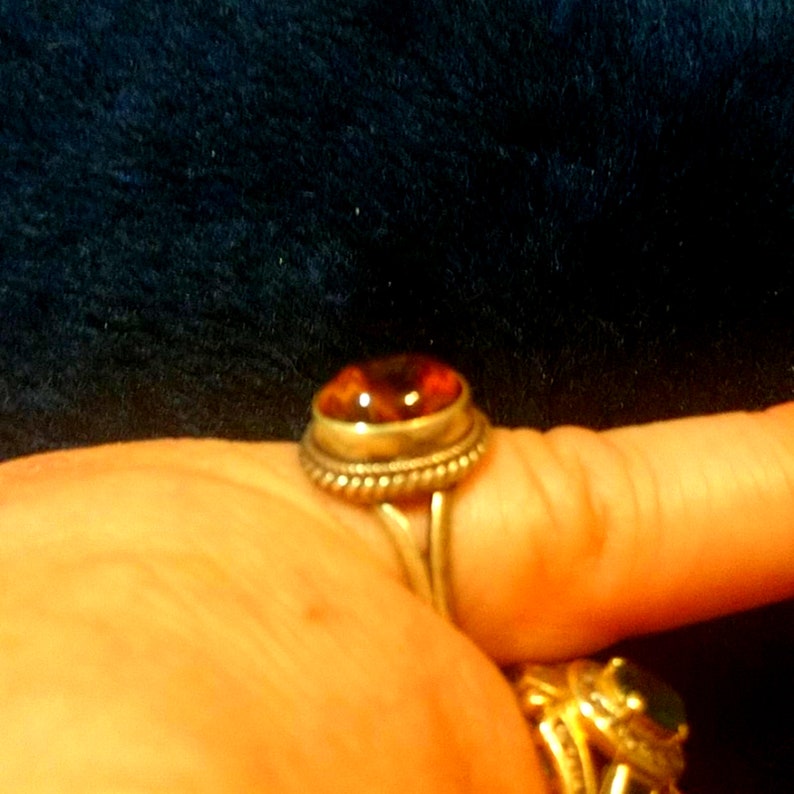 Beautiful Sterling Silver and Tiger/'s Eye Ring Sz6