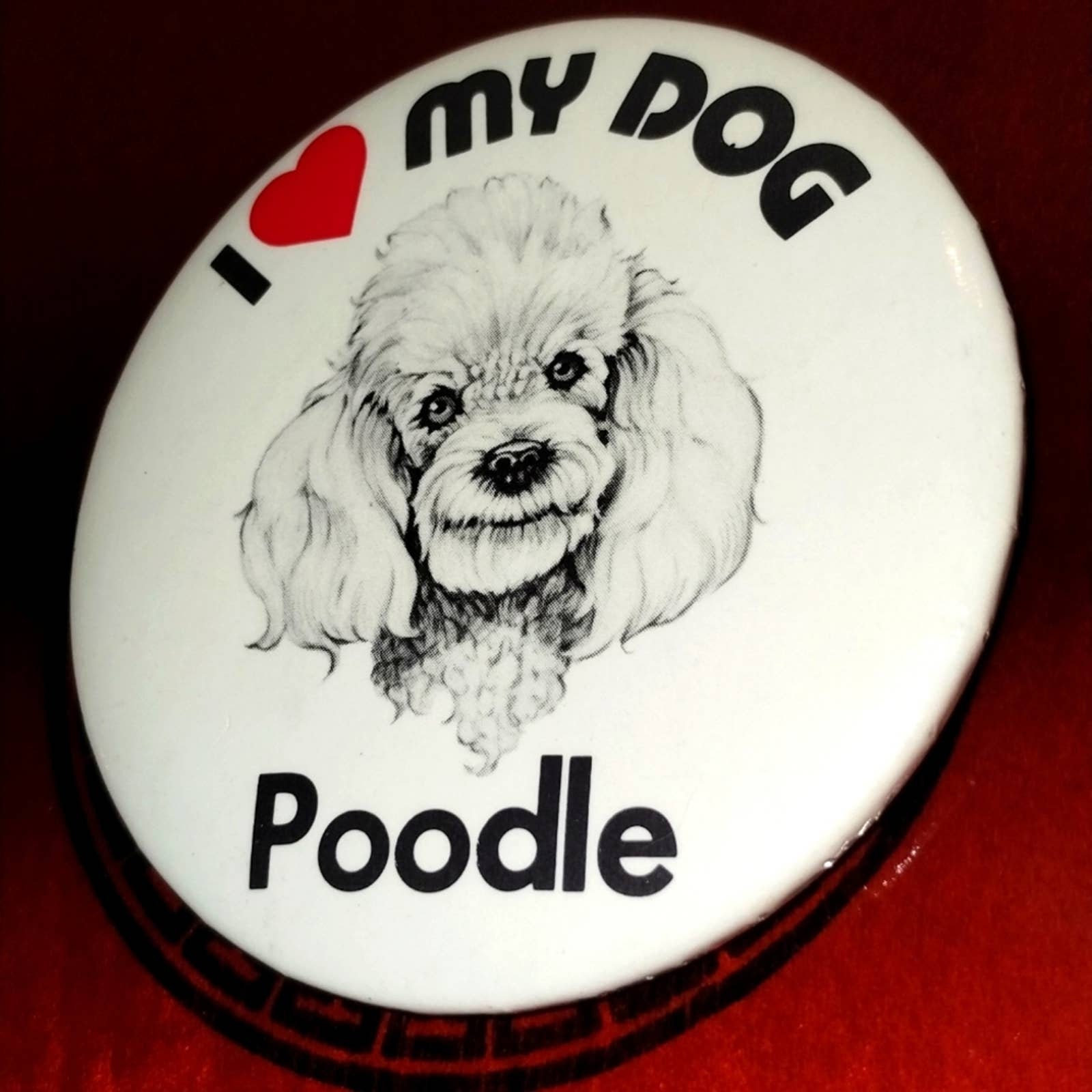3in I Love My Poodle Dog Vintage Pinback Button Etsy