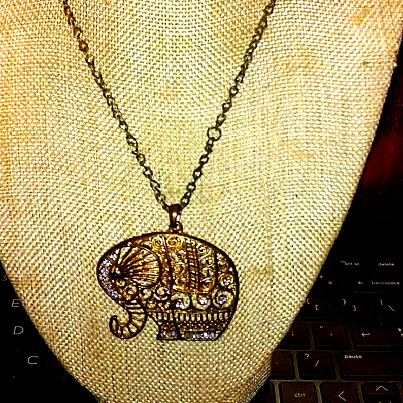 Very OLD Elephant Vintage Necklace~Trunks Up~