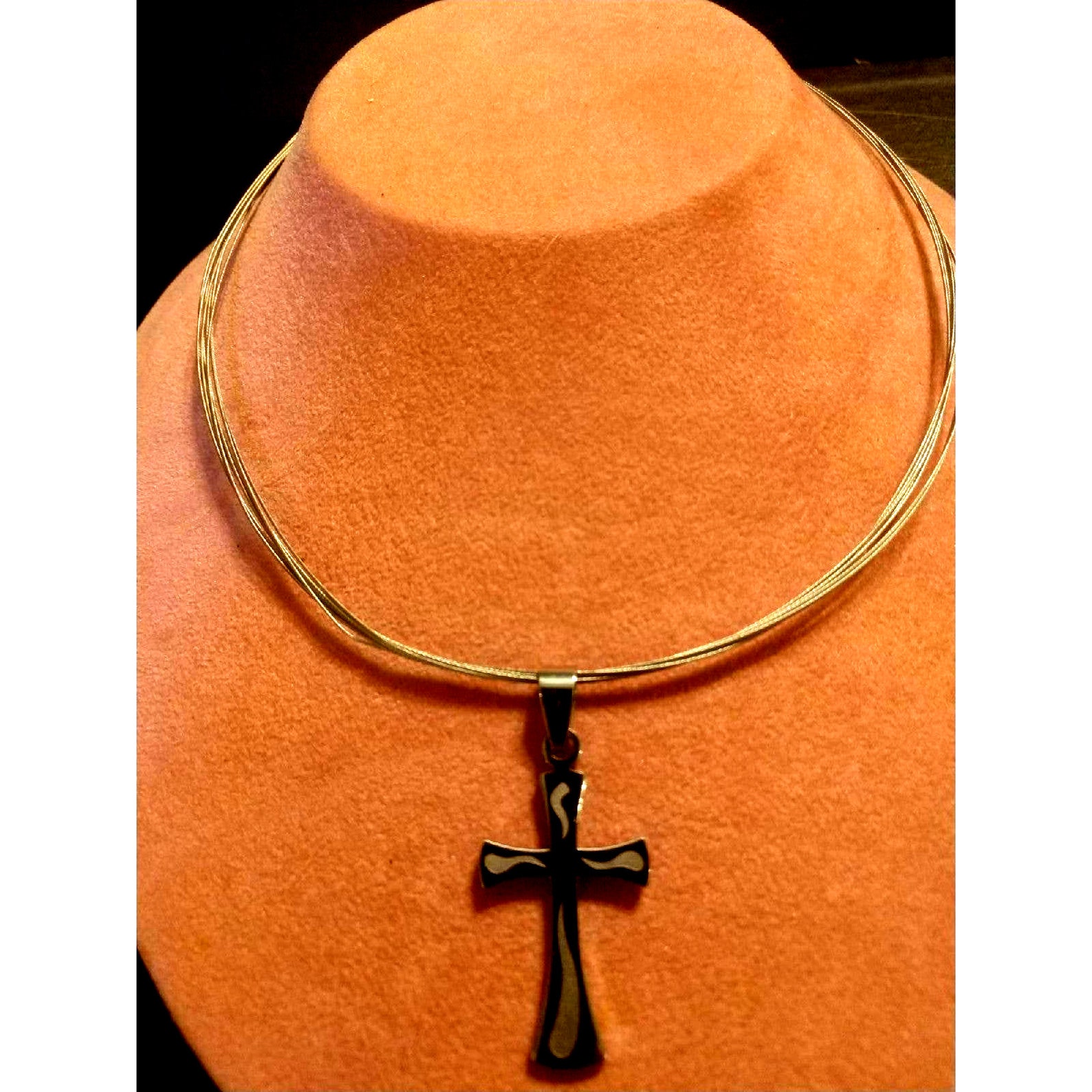 Silver Cross Choker Necklace Etsy