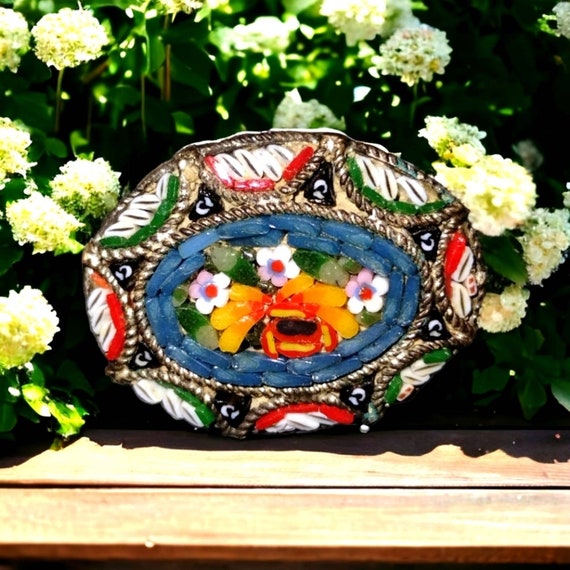 1940s Exquisite Handcrafted Mini Mosaic Brooch