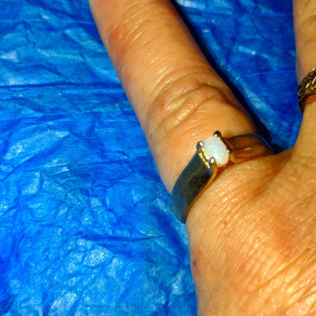 14 Karat Gold Electroplate Opal Ring Size 6 - Etsy