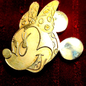 Gold Minnie Mouse Head Brooch from Disney