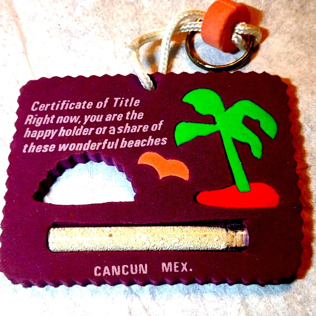 Beautiful Vintage Keychain From Cancun Mexico With Real Sand - Etsy