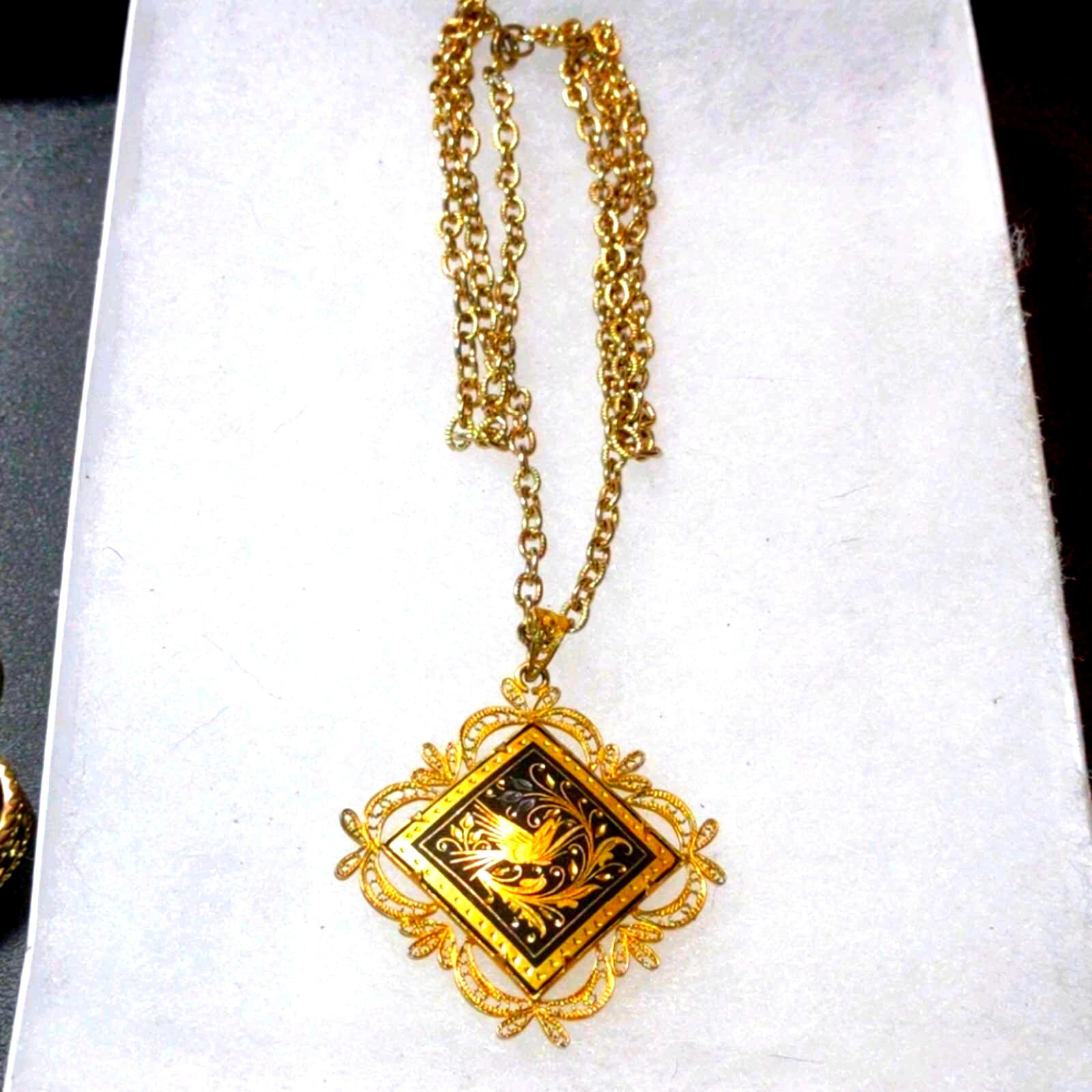 Beautiful vintage gold damascene necklace Etsy