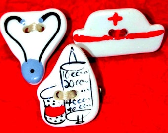 Cute little doctor and nurses set of brooches