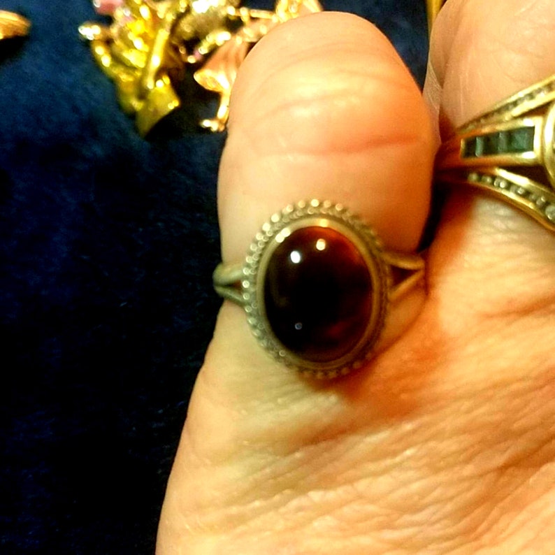 Beautiful Sterling Silver and Tiger/'s Eye Ring Sz6