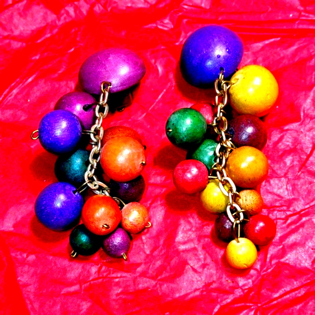 Multicolor Vintage Fruit Basket Earrings Etsy UK