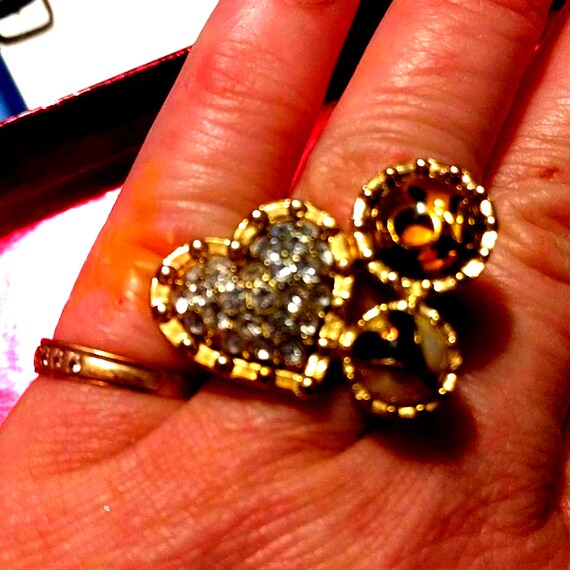Betsey Johnson Heart AND Rhinestone Ring Etsy