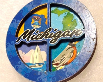 Oude Vintage Michigan koelkastmagneet