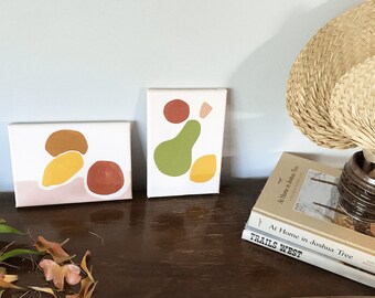 Mini Abstract Fruit Studies / Small Originals / Acrylic on Canvas