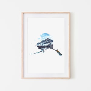 Mt Fairweather Art Print, Alaska Art Print, Alaska Glaciers, Fairweather Mountain, Watercolor Mountain Art, Mountain Painting, Alaska Art
