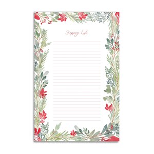 Christmas Notepad, Holiday Stationery, Holiday Notepads, To Do List, Christmas Greenery, Watercolor Christmas Notepad, Cute Stationery
