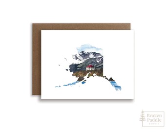 Eldred Rock Lighthouse Watercolor Card: Alaska Art Greeting Card
