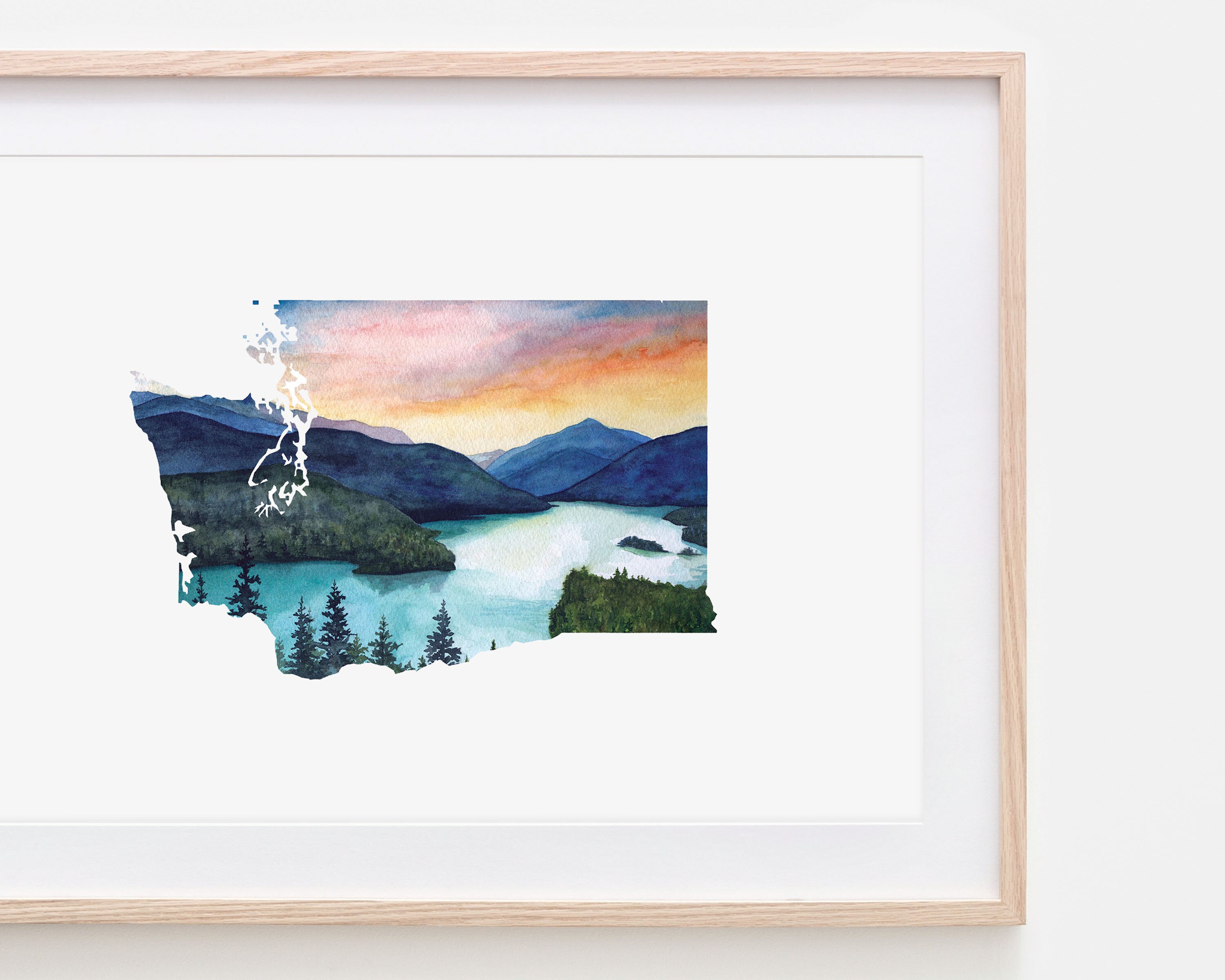 Lake Diablo Watercolor Art Print: Washington State Landscape - Etsy