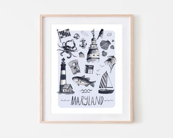 Maryland Blue Crab Art Print: Coastal Wall Decor